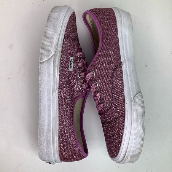 VANS Lurex Pink True Glitter Lace Tie Skater Sneakers Shoes Women Sz 7 Men 5.5 - Picture 8 of 10